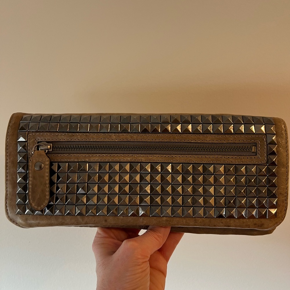 BCBGMaxAzria Taupe Clutch with Gunmetal Studs - Picture 4 of 7